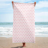 Bubble Gum Pink on White Polka Dots Beach Bath Towel, Towel, $ 42.95, A Moment Of Now™